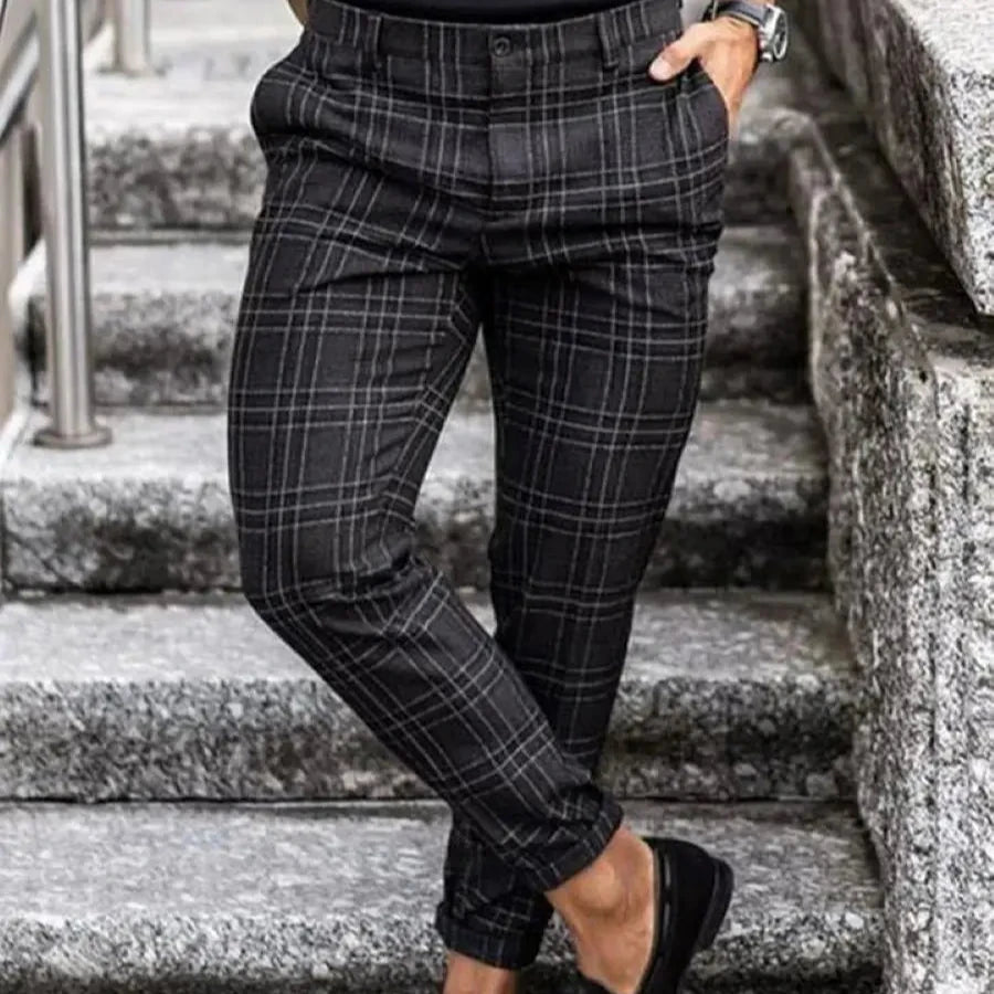 Slim Fit Plaid Trousers – Avery's Cove