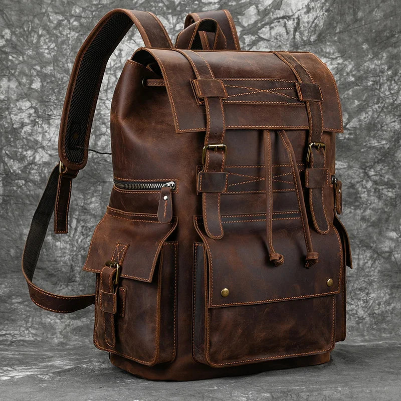 backpack voyager leather Meridian vertical storage Holds laptops up to October is Prime Time Colour:grey