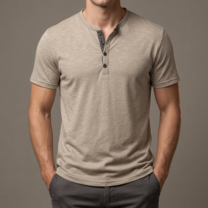 Veridian Men's Henley Collar Short Sleeve Casual T-Shirt