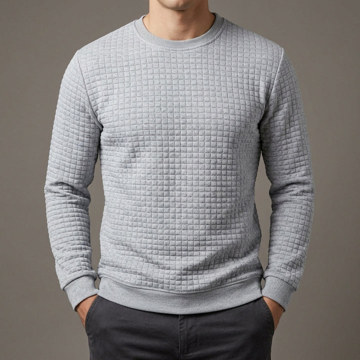 Luxiron Men's Crew Neck Jacquard Sweater