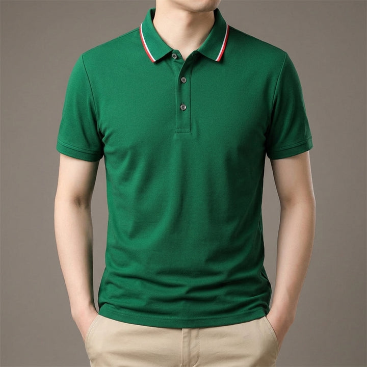 Nyven Classic Men's Solid Color Short-Sleeve Polo Shirt