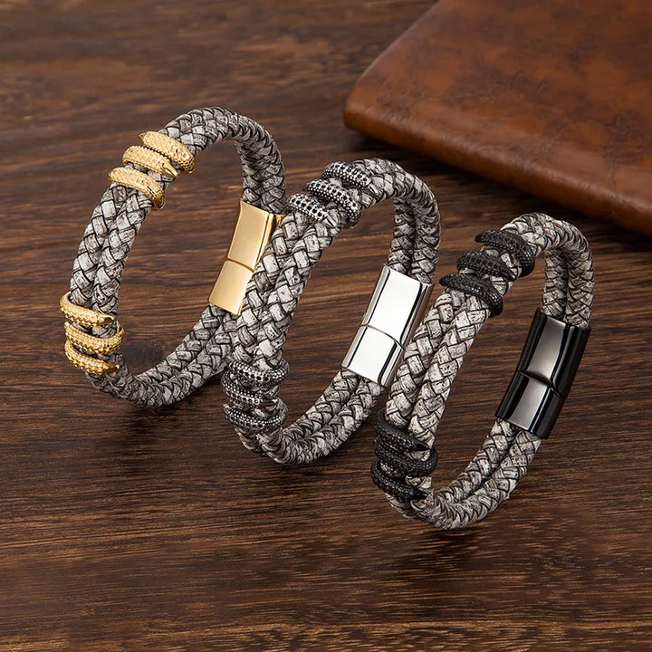 Draconis Braided Leather Cuff