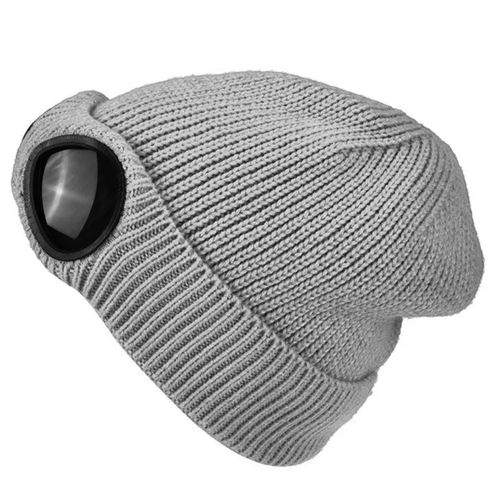 Fleece Lined Winter Hat with Goggles - Knit Beanie