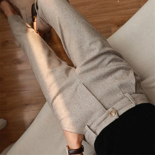 Elegant Pure Wool Tailored Trousers