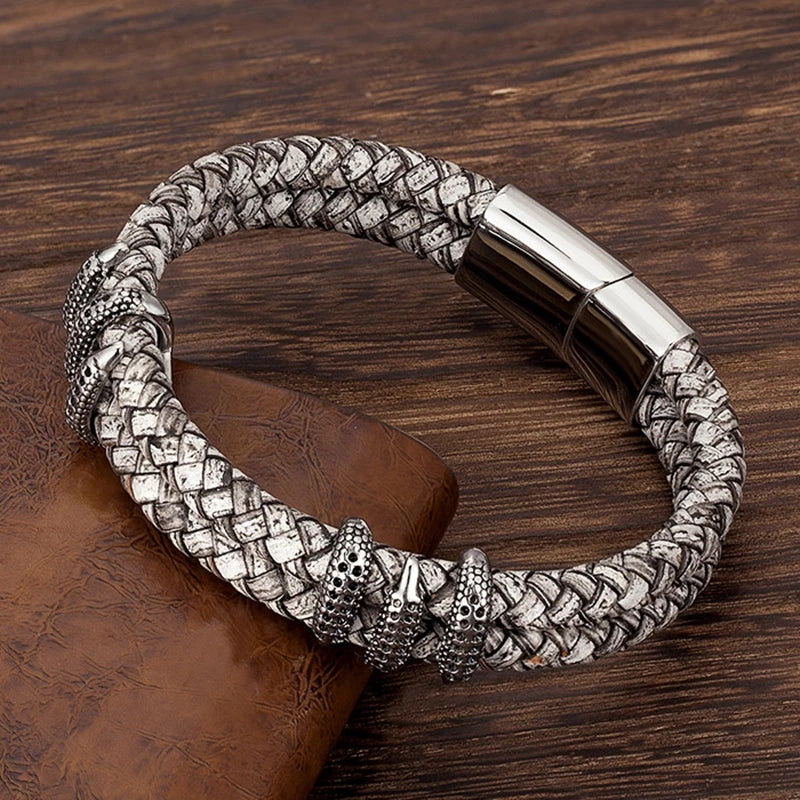 Draconis Braided Leather Cuff