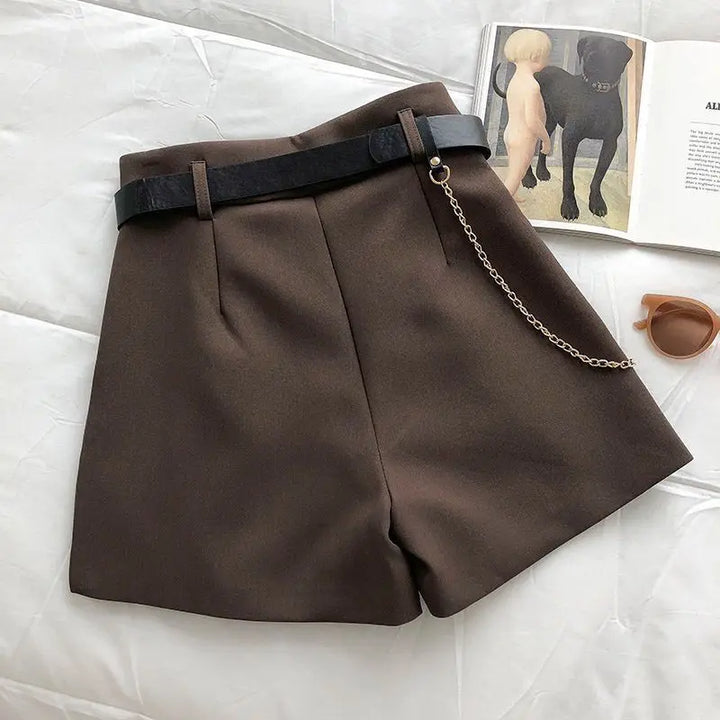 Belted High-Waist Shorts