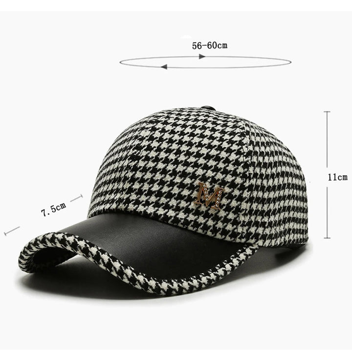 Houndstooth Leather Cap