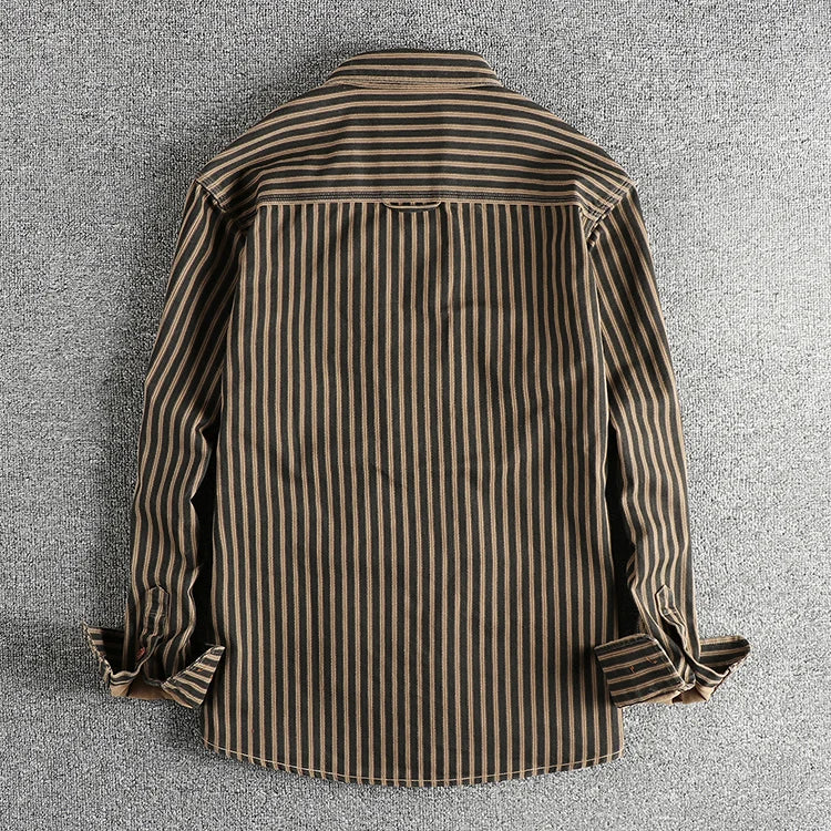 Kyphon Retro Stripe Long-Sleeve Lapel Shirt