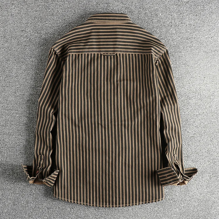 Kyphon Retro Stripe Long-Sleeve Lapel Shirt