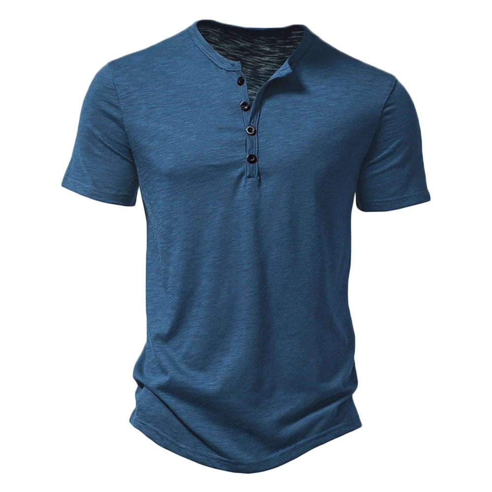 Veridian Men's Henley Collar Short Sleeve Casual T-Shirt