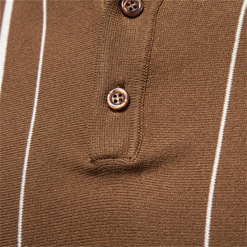 Men's Short Sleeve Striped Polo Shirt - Old Money Style