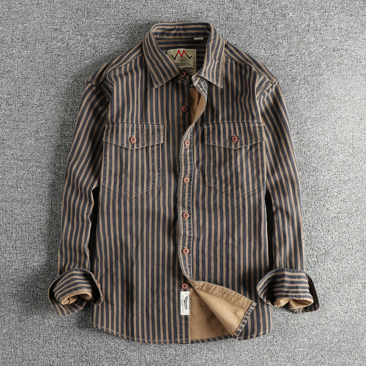 Kyphon Retro Stripe Long-Sleeve Lapel Shirt