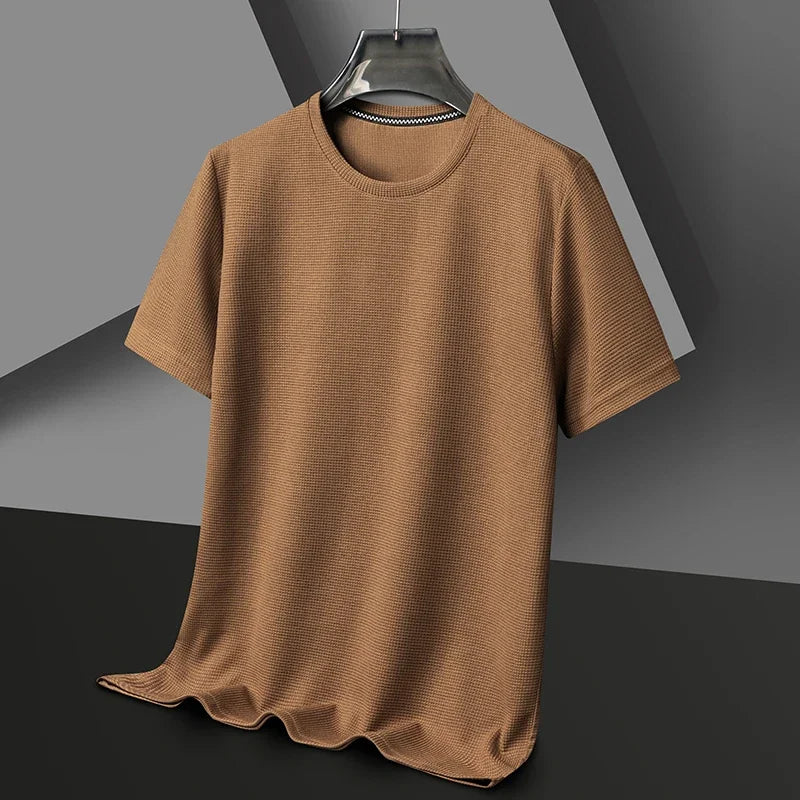 Lumiér Men's Waffle Round Neck Short Sleeve T-shirt