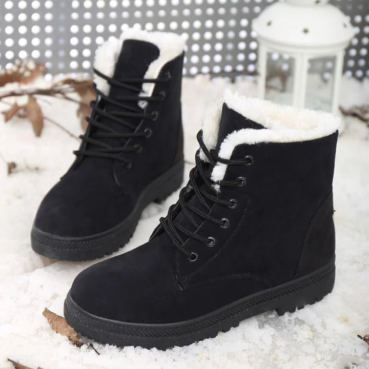 Faux Suede Fur-Lined Ankle Boots