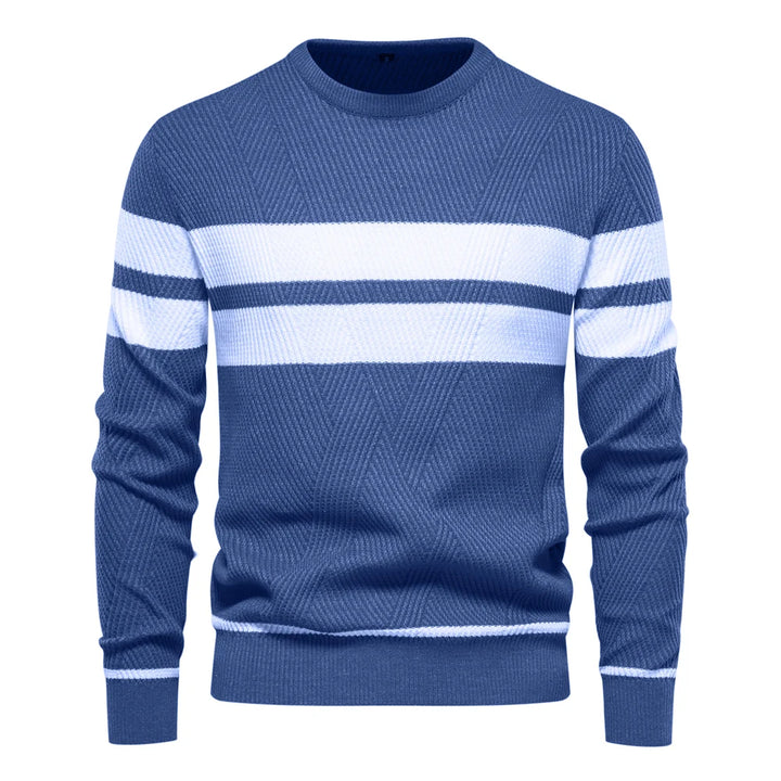 Men's Striped Crew Neck Sweater - Slim Fit Pullover