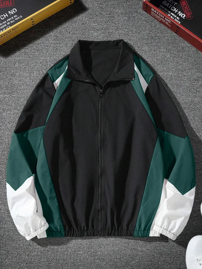 Men's Lightweight Windbreaker Jacket - Full Zip Color-Block Jacket