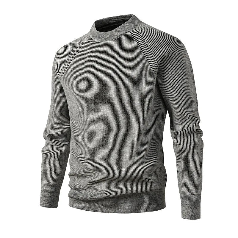 Men's Round Neck Pullover Sweater - Raglan Sleeve Knit Sweater