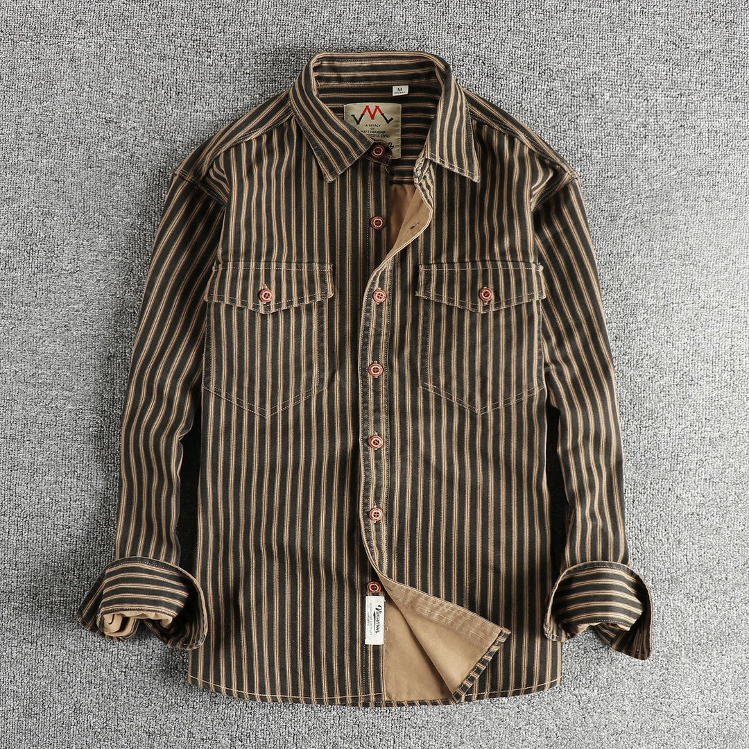 Kyphon Retro Stripe Long-Sleeve Lapel Shirt