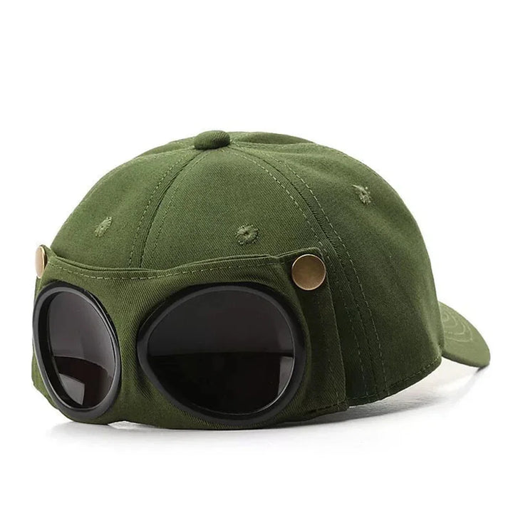 Solar Aviator Baseball Cap - Detachable Sunglasses