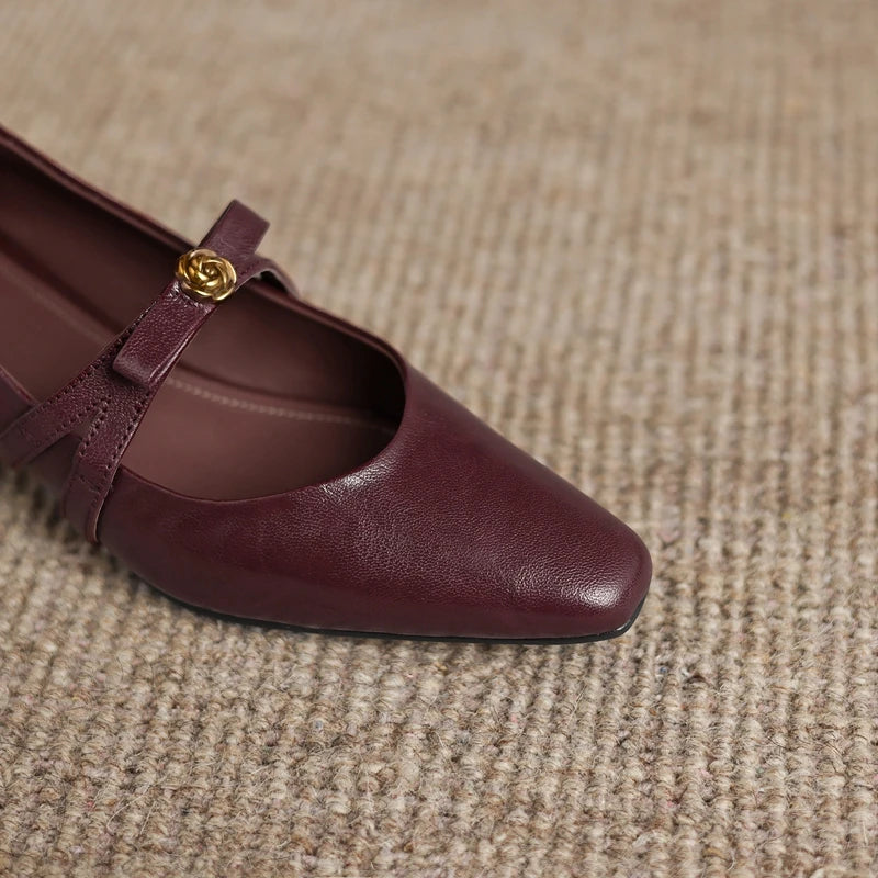 Milano Buckle Leather Flats