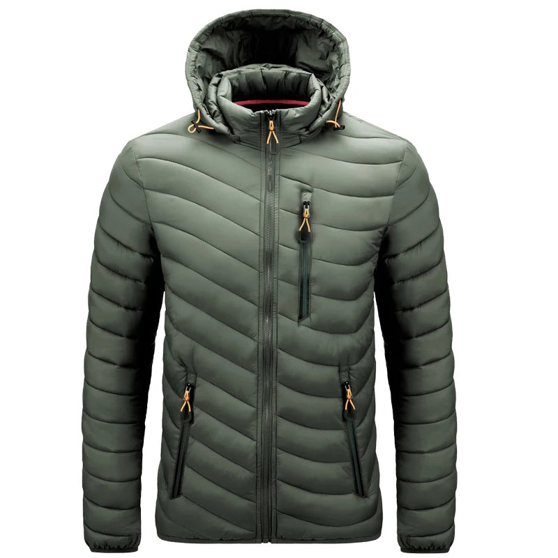 Men's Lightweight Puffer Jacket - Hooded Insulated Winter Jacket