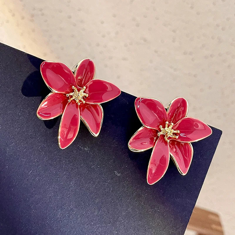 Red Floral Earrings