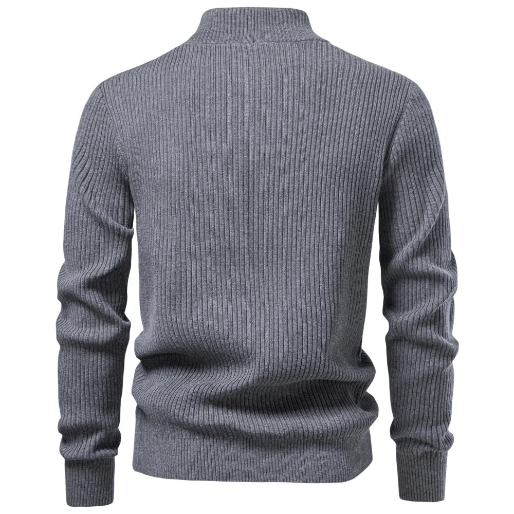 Men's Mock Neck Sweater - Slim Fit Half Zip Pullover