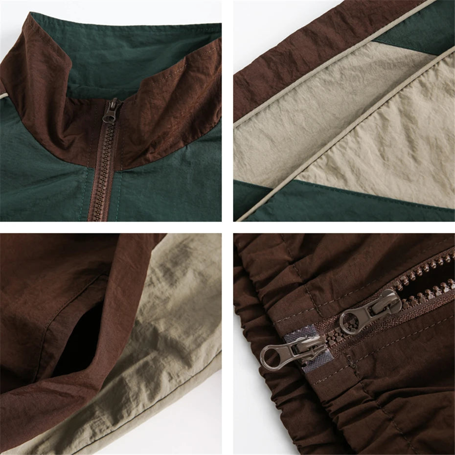 Men's Patchwork Windbreaker Jacket - Oversized Streetwear Jacket