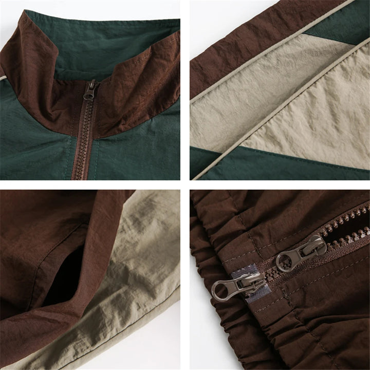 Men's Patchwork Windbreaker Jacket - Oversized Streetwear Jacket