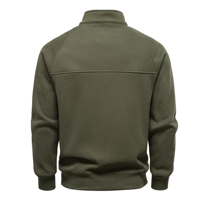 Men's Ribbed Knit Quarter-Zip Sweater - Thermal Pullover Top