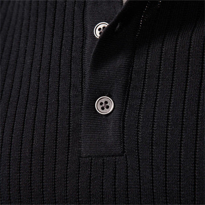 Men's Long Sleeve Henley Shirt - Ribbed Knit Slim Fit