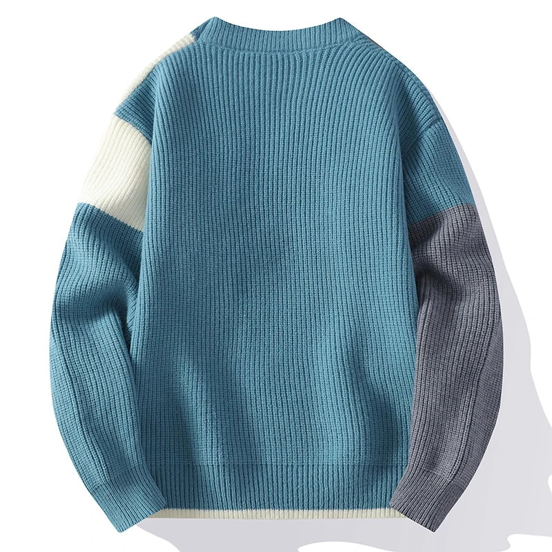 Colorblock Knit Zipper Sweater