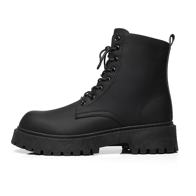 Men's Lace Up Mid Top Boots - Thick Sole Lug Boots