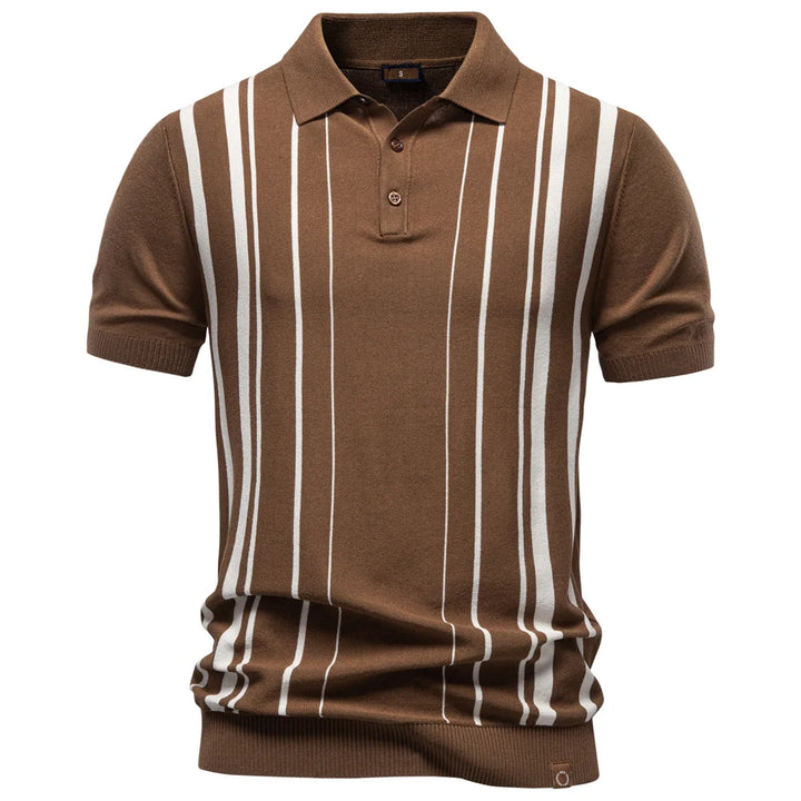 Men's Short Sleeve Striped Polo Shirt - Old Money Style