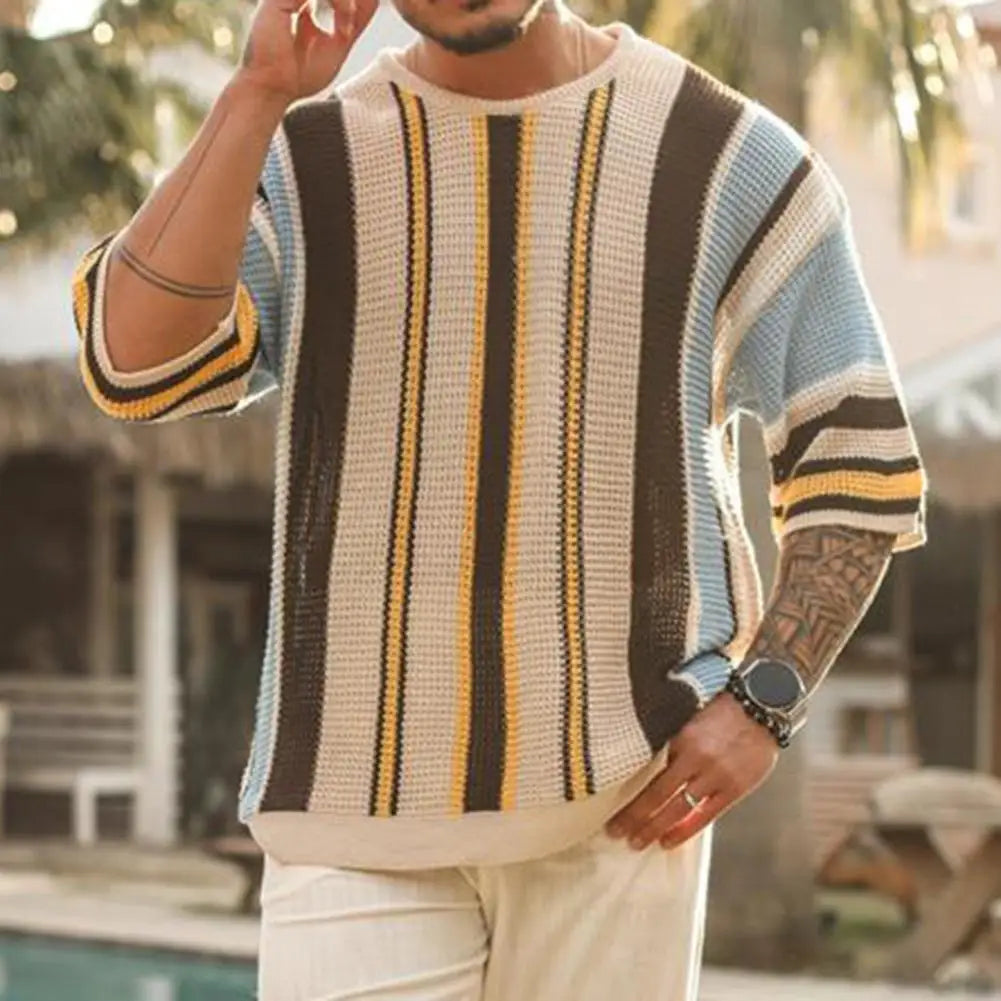 Colorblock Knit Striped Sweater