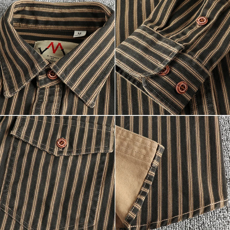 Kyphon Retro Stripe Long-Sleeve Lapel Shirt