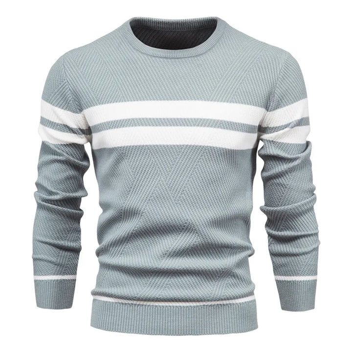 Men's Striped Crew Neck Sweater - Slim Fit Pullover