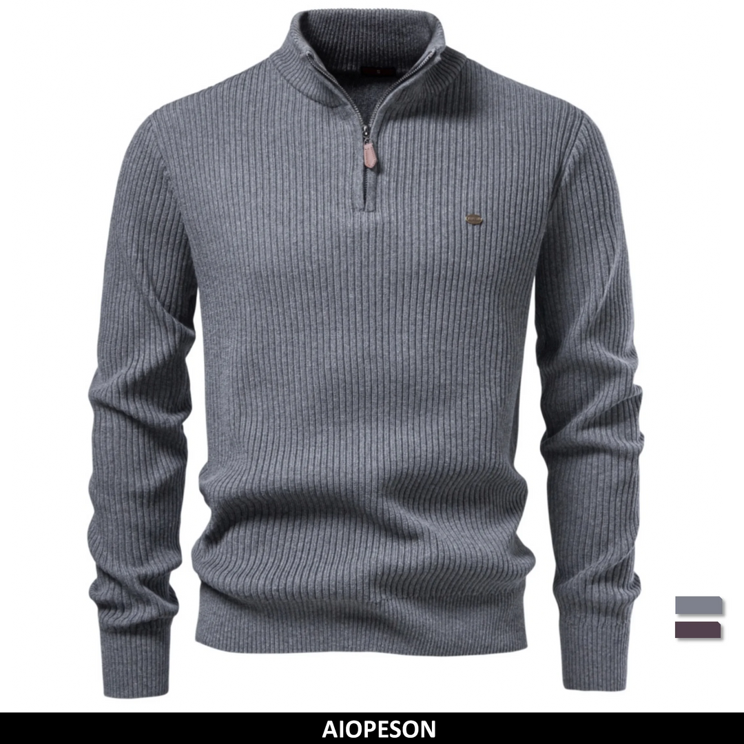 Men's Mock Neck Sweater - Slim Fit Half Zip Pullover
