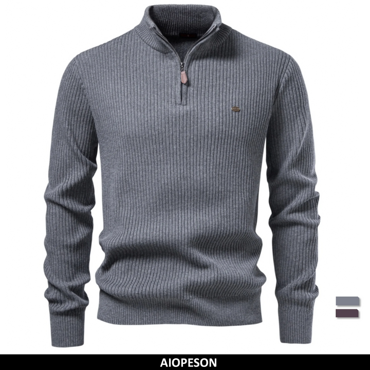 Men's Mock Neck Sweater - Slim Fit Half Zip Pullover