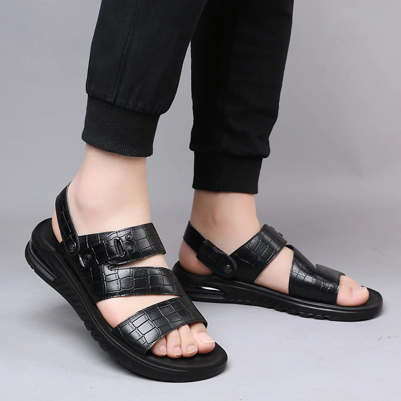 Croco-Embossed Sandals