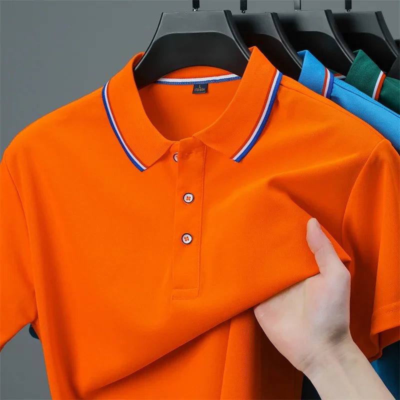 Nyven Classic Men's Solid Color Short-Sleeve Polo Shirt
