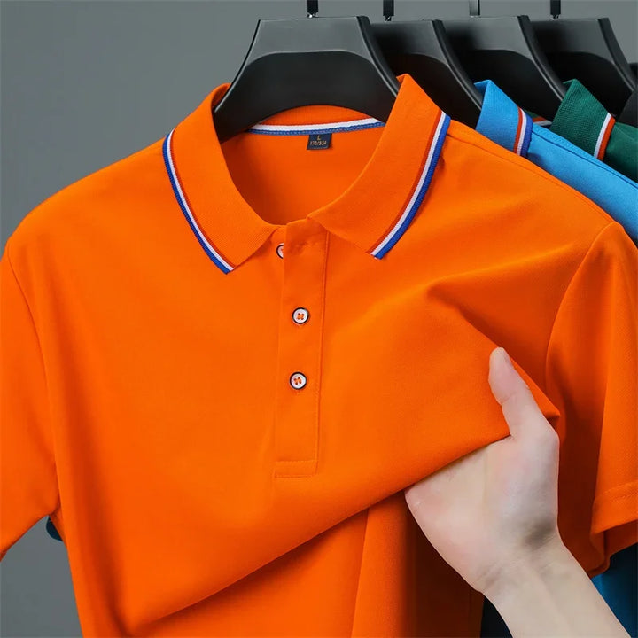 Nyven Classic Men's Solid Color Short-Sleeve Polo Shirt