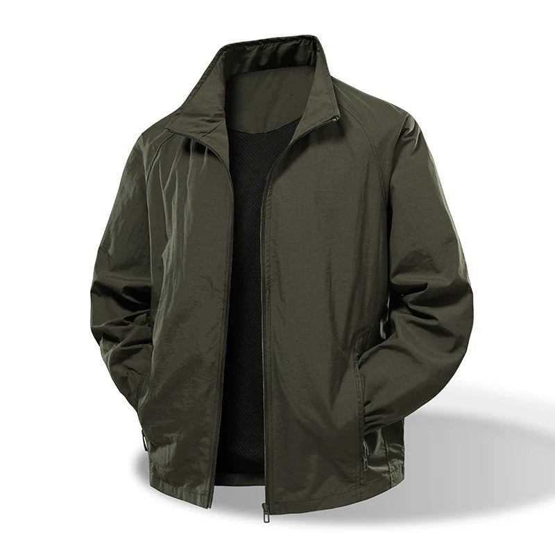 Men's Lightweight Windbreaker - Stand Collar Work Jacket