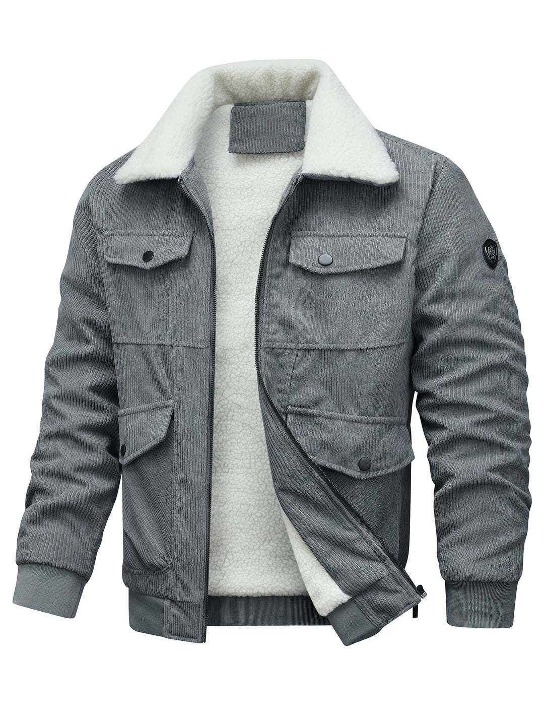 Men's Corduroy Jacket - Fleece Lined Sherpa Collar Jacket