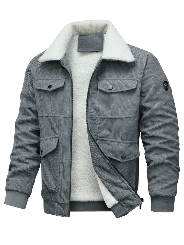 Men's Corduroy Jacket - Fleece Lined Sherpa Collar Jacket
