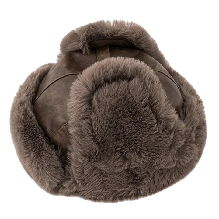 Men's Faux Leather Pilot Hat - Winter Bomber Earflap Hat