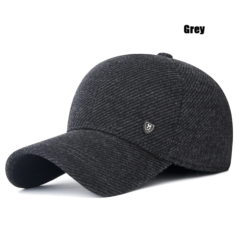 Men's Winter Baseball Cap with Ear Flaps - Adjustable Fit