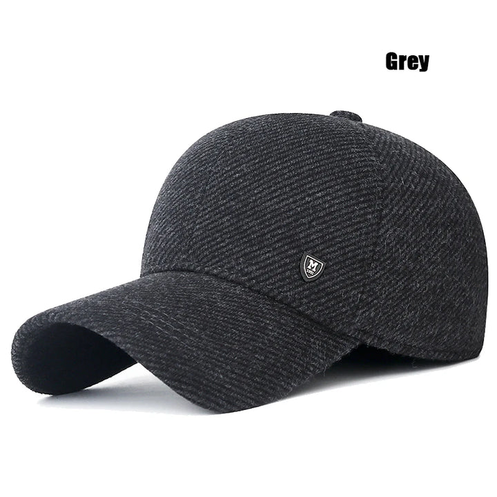 Men's Winter Baseball Cap with Ear Flaps - Adjustable Fit
