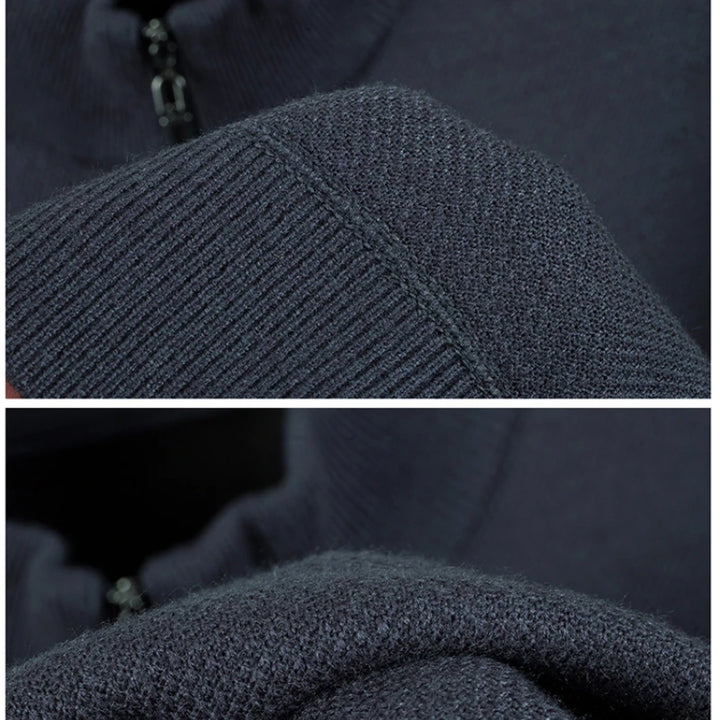 Men's Half Zip Knit Pullover - Fleece Lined Warm Sweater