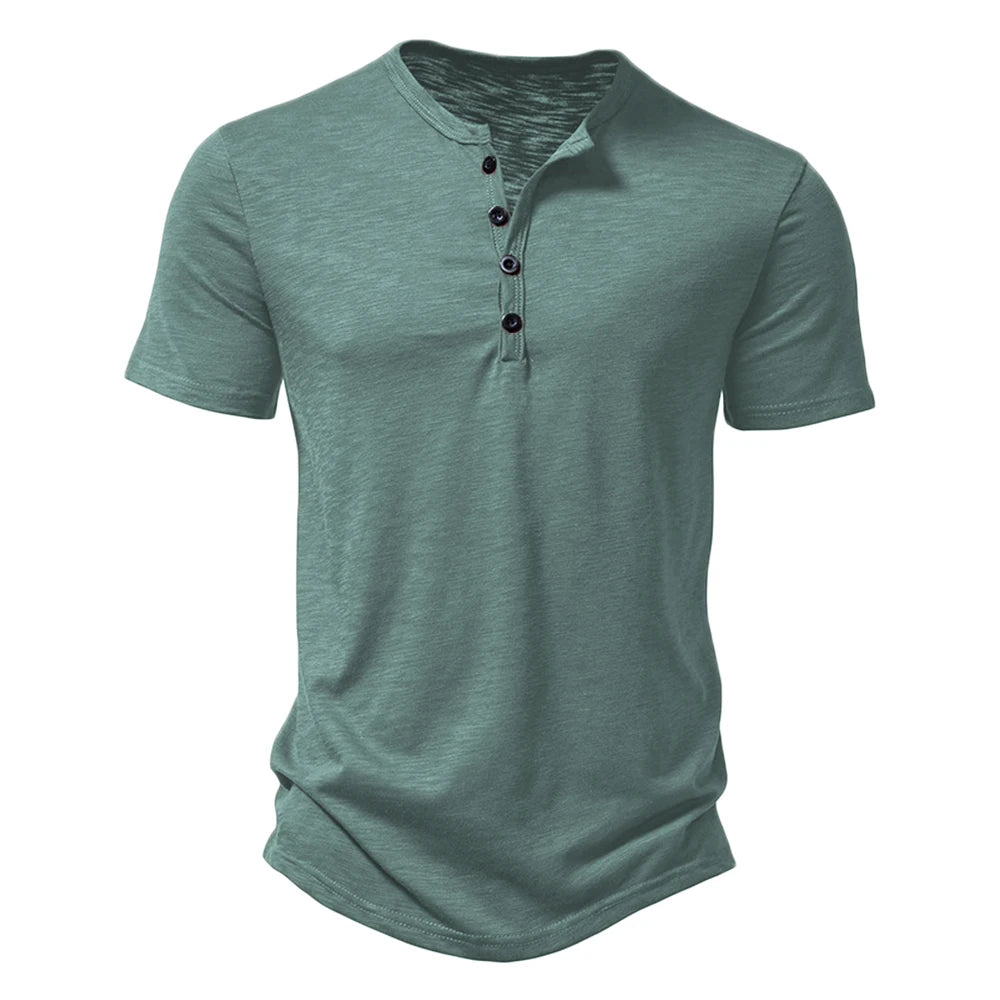 Veridian Men's Henley Collar Short Sleeve Casual T-Shirt